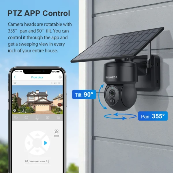 INQMEGA TUYA WIFI Solar Camera 1080P HD Solar Outdoor Security Monitoring PIR Detection Smart Life Home Monitor - Image 5