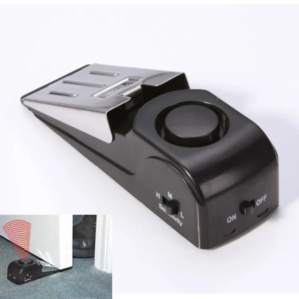 125DB Wireless Door Stop Alarm Stainless Steel 3 Sensitivity Level Sensor Wedge-shaped Portable Home Travel Security - Image 2