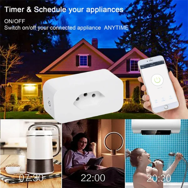 Tuya 16A Brazil Standard WiFi Smart Plug with Power Monitor, Smart Life APP Smart Socket Voice Work for Google Home Alexa - Image 5