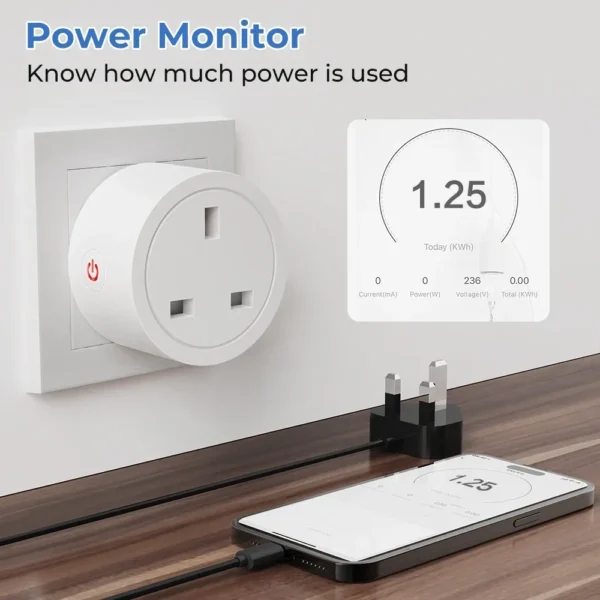 Tuya Zigbee Smart Socket UK Plug Adapter 20A 16A Outlet Power Monitor Work with Zigbee Hub Support Zigbee2MQTT Google Home Alexa - Image 5