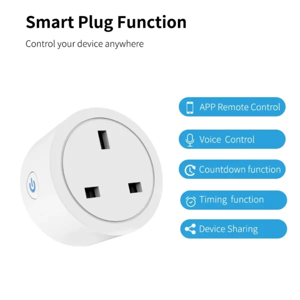 20A/16A UK Plug TUYA WIFI Smart Socket With Power Monitor Voice Control Timing Home Power Socket Works with Alexa Google Home - Image 2