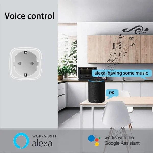 Tuya 16A,20A Smart Plug WiFi Socket EU Power Monitoring Timing Function Works with Alexa, Google Home, Alice, Smart Life Home - Image 4