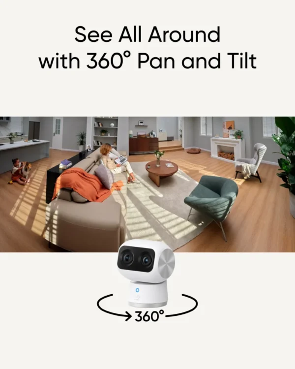 eufy Security Indoor Cam S350 Dual Cameras 4K 8MP Resolution Security Camera 8× Zoom 360° PTZ Human/Pet AI Wifi Surveillance Cam - Image 5