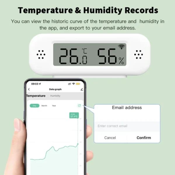 Tuya WiFi Mini Temperature Humidity For Smart Home Thermometer Hygrometer APP Remote Alarm Work with Google Home Yandex Alexa - Image 2