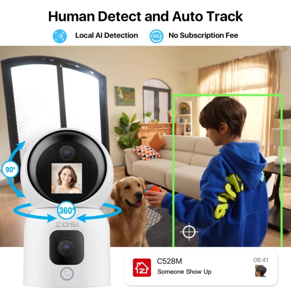 ZOSI 6MP 4MP Dual-Lens Indoor Security IP Camera Two-Way Video 2.4G/5G WiFi C528 360° Views Pan/Tilt Home Baby/Pet Dog Monitor - Image 5