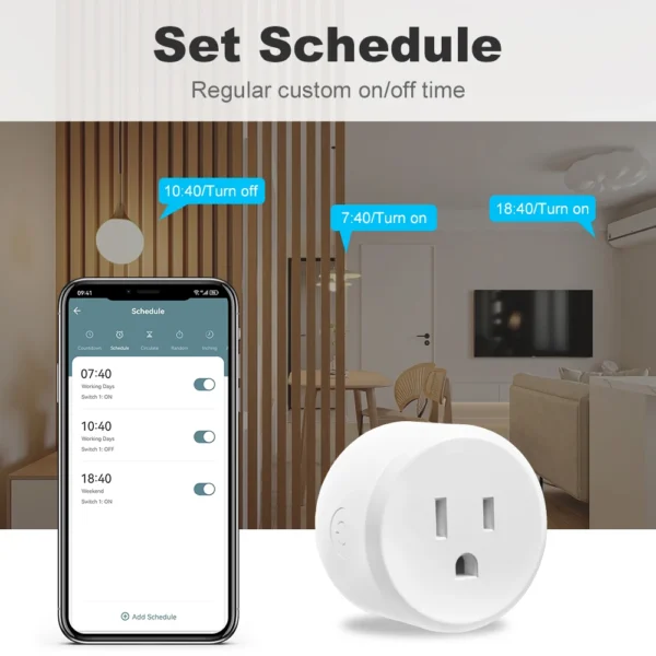 Tuya Wifi US Socket Smart Plug 10A Mobile Phone Remote Voice Control Timing Switch Google Assistant Alexa Voice Control - Image 5