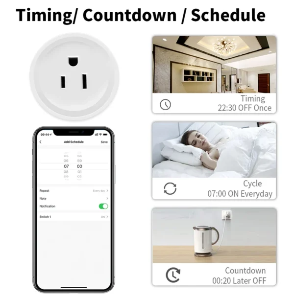 Tuya Zigbee Smart Socket US Plug 16A With Power Monitoring Timing Function Smart Life App WiFi Outlets Works With Alexa Google - Image 6