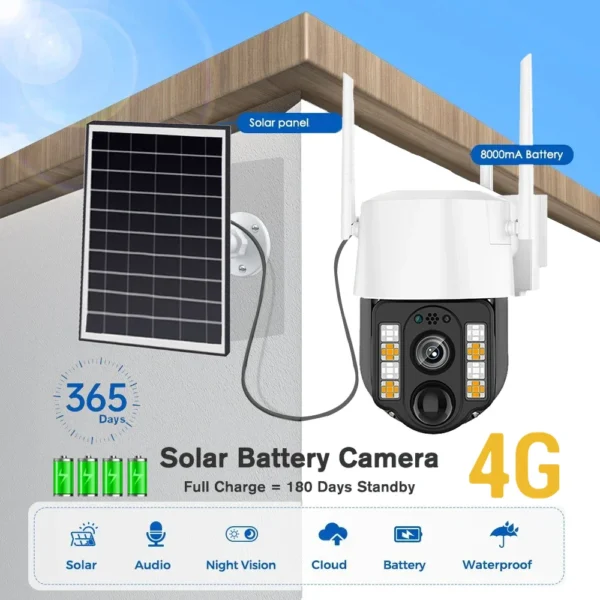 4G Solar Camera Wireless Outdoor Waterproof Night Vision Smart Home Security CCTV Video Surveillance Cameras