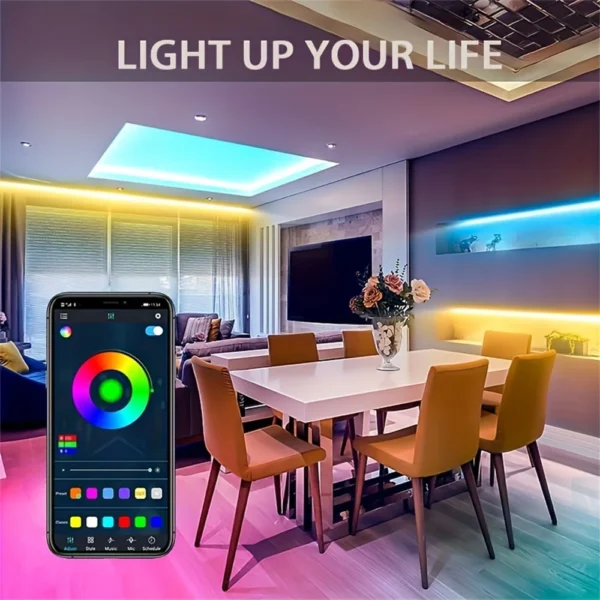 WIFI APP 5050 RGB LED Strip 24K Control With Battery And US plug Power Supply For Home Decoration And Ambient Lighting - Image 5