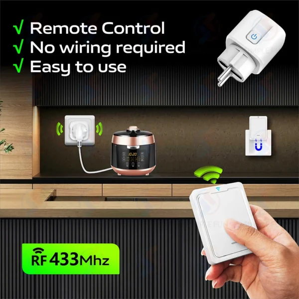 EU FR 220V Wireless Remote Control Socket 16A RF433Mhz Smart Plug Magnetic Panel Switch Electrical Outlet for Home Appliance - Image 2