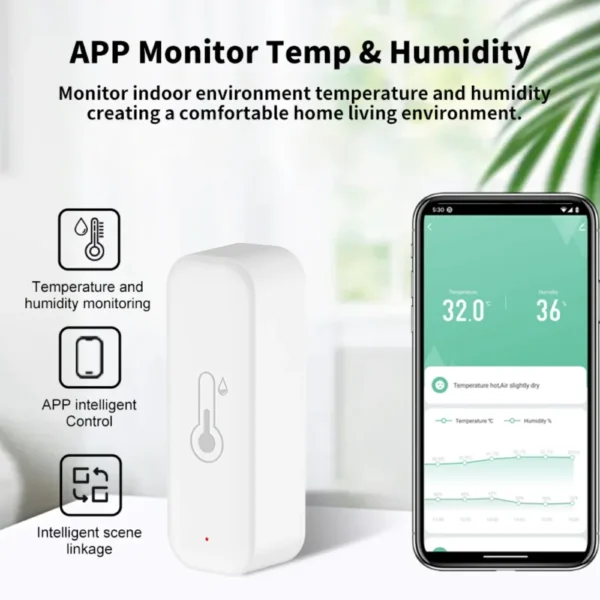 Tuya WiFi Zigbee 3.0 Temperature and Humidity Smart Home Thermometer Hygrometer APP Remote Alarm Work with Alexa Google Home - Image 2