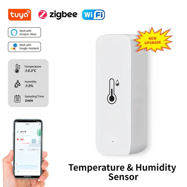 IHSENO Tuya WiFi Temperature Humidity Sensor Smart Life APP Monitor Smart Home Work With Alexa Google Home No Hub Required