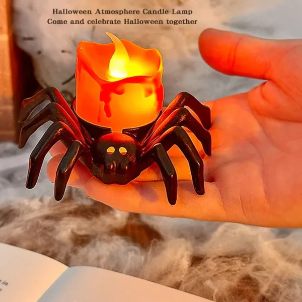 Haunted House Halloween Party Decor Horror Props Halloween Decorations LED Candle Light Plastic Spider Pumpkin Lamp For Home Bar - Image 4