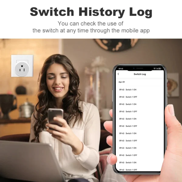 Tuya Wifi US Socket Smart Plug 10A Mobile Phone Remote Voice Control Timing Switch Google Assistant Alexa Voice Control - Image 4