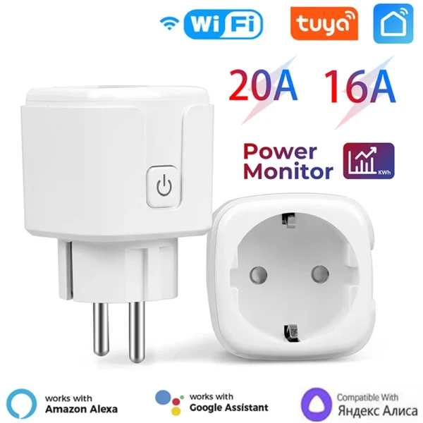 Smart Plug EU 16A/20A AC100-240V Wifi Smart Socket Power Outlet Alexa Google Home Voice Control Tuya Smart Life APP