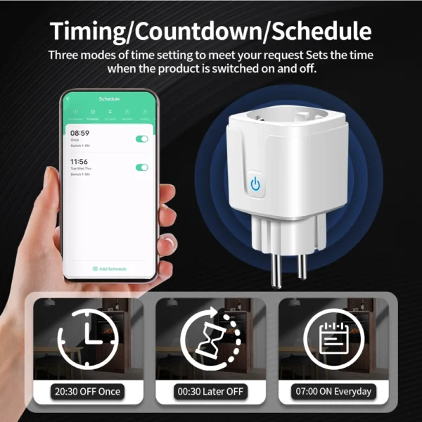 TNCE Tuya WiFi/Zigbee Smart Plug 16A/20A EU Smart Socket With Power Monitoring Timing Function Work With Alexa GoogleHome - Image 5