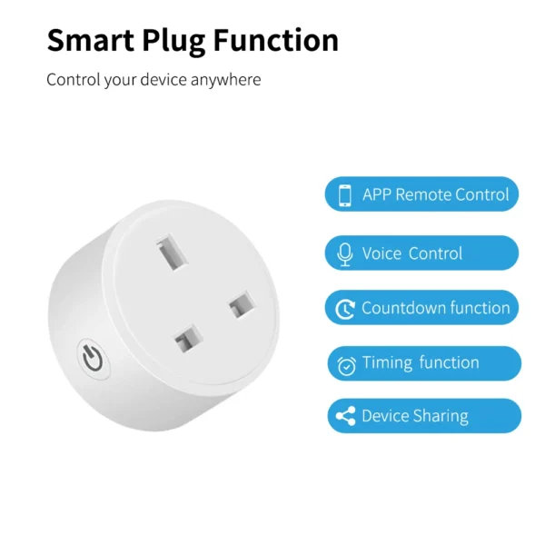 20A Tuya Smart Socket WiFi UK Plug 3pin Adapter Home Alexa Voice Control With Energy Monitering Timer Function Power Outlet Set - Image 6