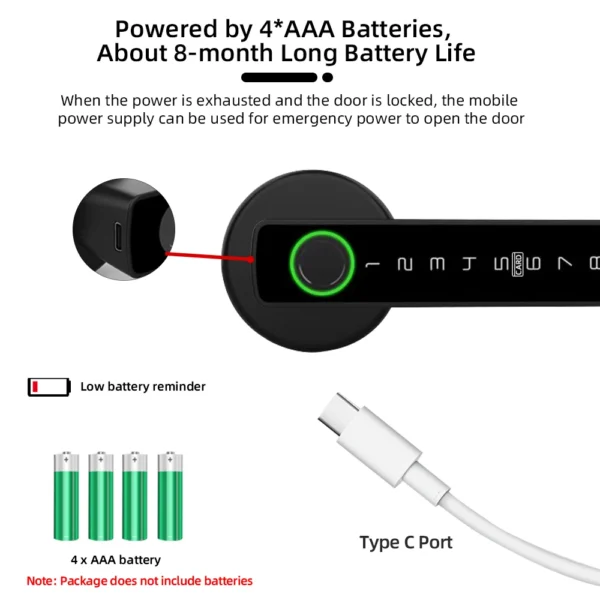 RAYKUBE M5 Tuya BLE Fingerprint Door Lock Digital Electronic Lock with Password/Key/IC Card/ Smartlife/ Tuya APP Unlock - Image 5