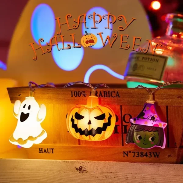 2024 Halloween Party LED String Lights Ghost Pumpkin Cat Spider Web Decor Night Light Halloween Indoor Outdoor Decoration Props - Image 4