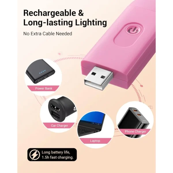 USB Rechargeable Book Reading Light, Warm White, Adjustable Brightness, LED Clip-On Book Light, Perfect for Reading in Bed - Image 2