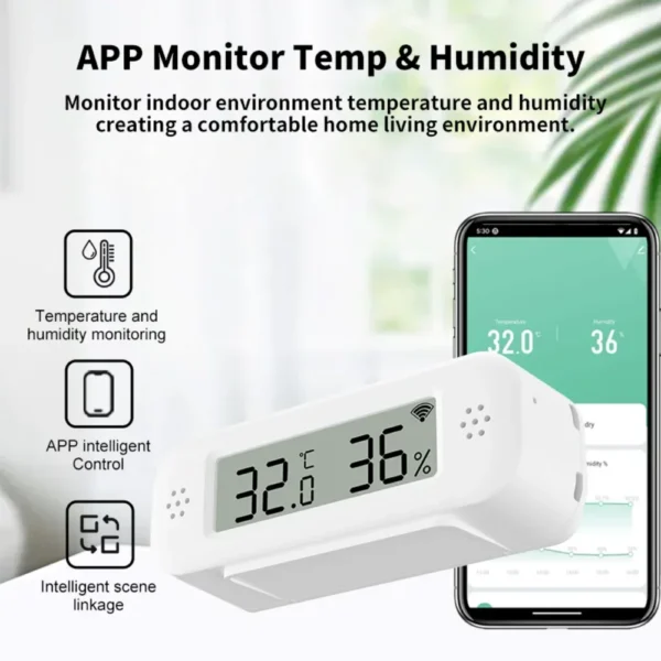 Tuya WiFi Mini Temperature Humidity For Smart Home Thermometer Hygrometer APP Remote Alarm Work with Google Home Yandex Alexa - Image 3