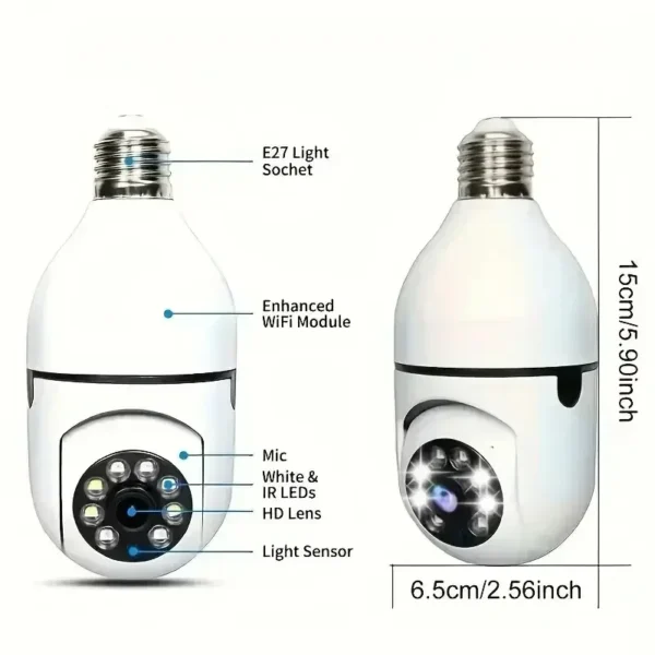 Panoramic bulb camera wireless E27 bulb camera projection 360 degree rotation high-definition night vision full-color - Image 6