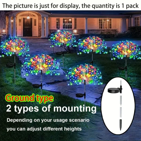 4 Pack each Set, Suspended Solar Fireworks Light, 240/360/480 Leds Star Burst Light, Outdoor Waterproof, 8-Mode With Remote Cont - Image 6