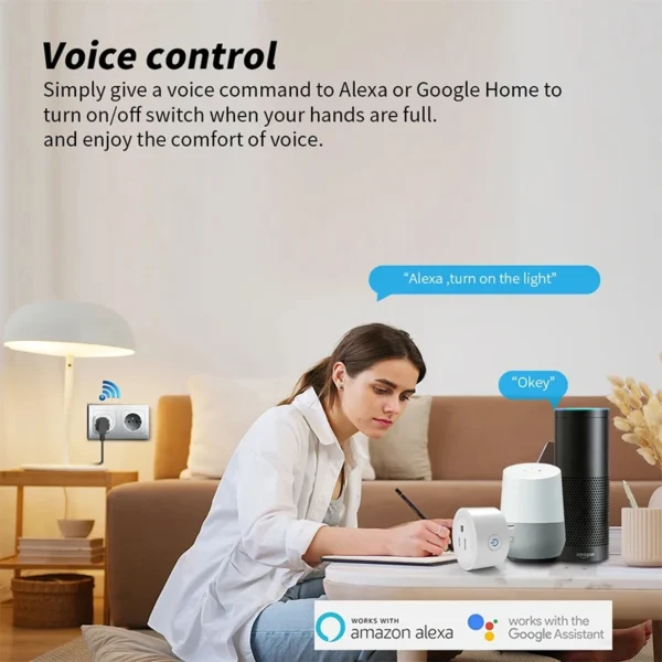 WiFi Smart Socket US Plug 16A Remote Bidirectional Control and Alexa Google Home APP Control Timer Voice Control Group - Image 3