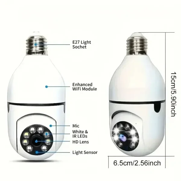 E27 Bulb Camera 4X Digital Zoom AI Human Motion Detect Full Color Night Vision Surveillance Camera APP Yiiot - Image 6