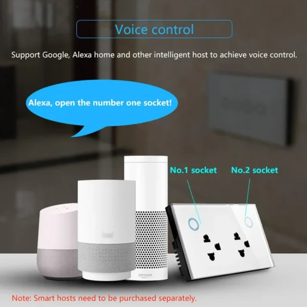 WIFI Smart Tuya US Socket 10A Touch Glass Panel Thailand Double Outlet Voice Remote Control Smartlife APP Alexa Google Home - Image 5