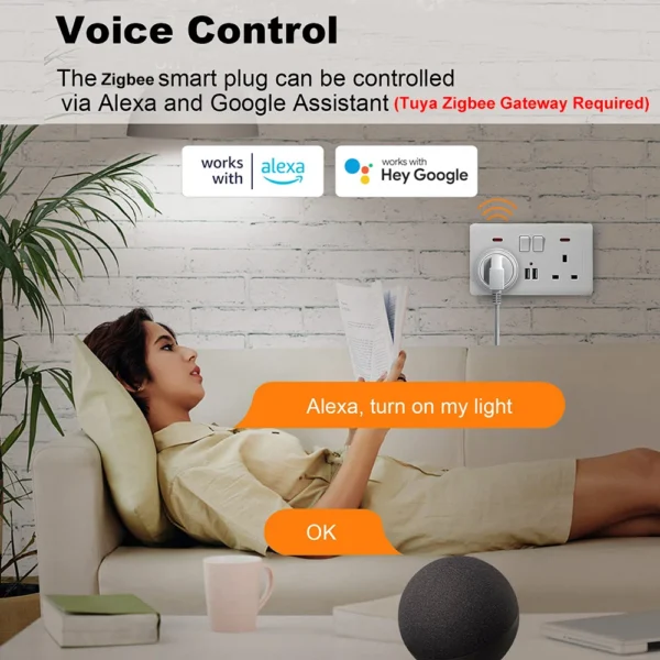 Tuya Zigbee Smart Socket 20A UK Smart Plug Power Monitor Timing Function Home Outlet Smart Life APP Works with Google Home Alexa - Image 5