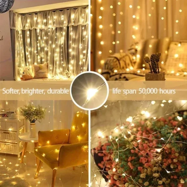 6x3M/3x3m Curtain Garland on The Window USB Power Fairy Lights Festoon with Remote New Year Garland Led Lights Christmas Decor - Image 4