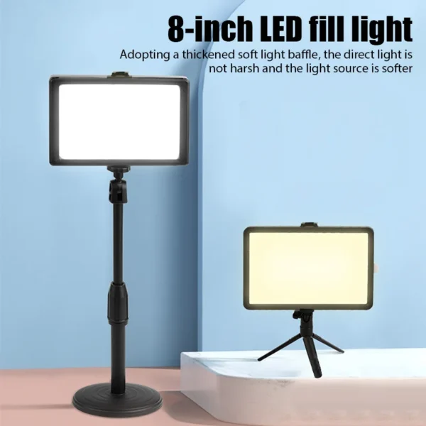 8 Inch Video Led Light Photography Selfie Dimmable Video Fill Light for Photo Studio Live Stream Fill Lamp No Tripod Stand