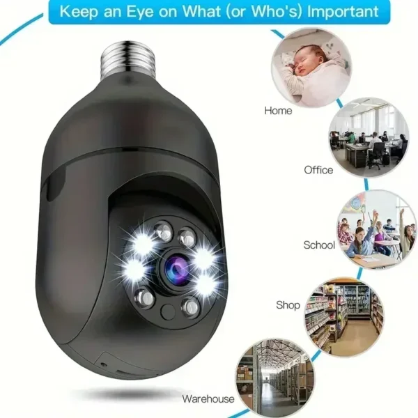 E27 bulb camera 360 degree rotating lighting wireless network link multifunctional camera suitable for indoor and outdoor use - Image 5