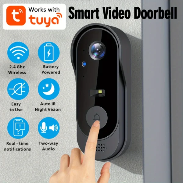 Tuya WiFi Home Smart Video doorbell Outdoor bidirectional HD door eye camera 1080P support SD card cloud storage waterproof