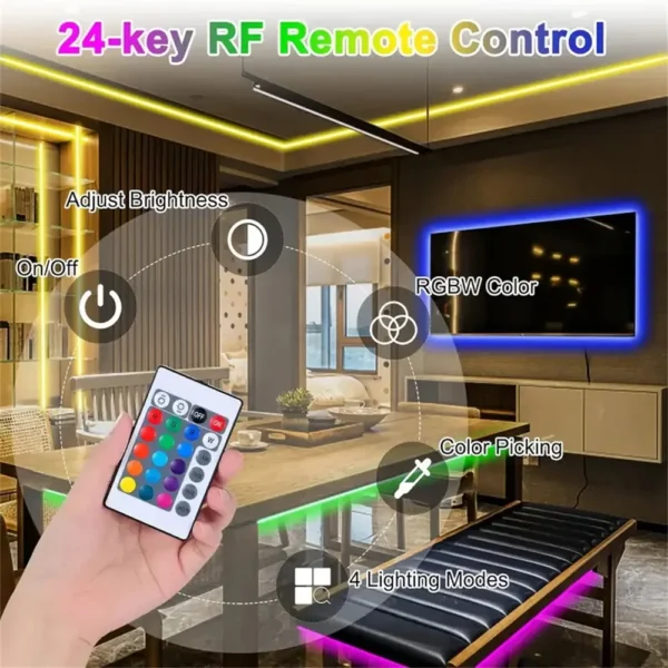 WIFI APP 5050 RGB LED Strip 24K Control With Battery And US plug Power Supply For Home Decoration And Ambient Lighting - Image 4