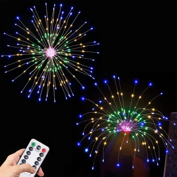 4 Pack each Set, Suspended Solar Fireworks Light, 240/360/480 Leds Star Burst Light, Outdoor Waterproof, 8-Mode With Remote Cont - Image 4