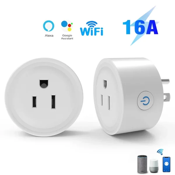 WiFi Smart Socket US Plug 16A Remote Bidirectional Control and Alexa Google Home APP Control Timer Voice Control Group