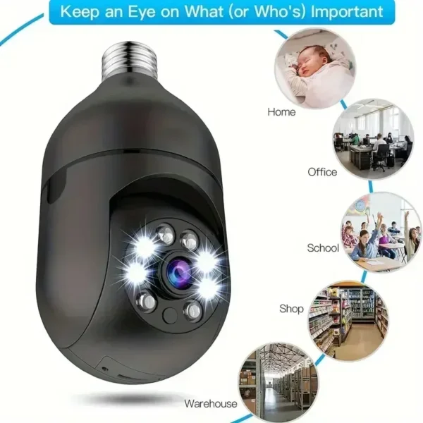 Bulb Surveillance Camera Night Vision Wireless 360° Wifi IP PTZ Outdoor Camera Indoor Security Monitor Wifi Camera Smart Securit - Image 5