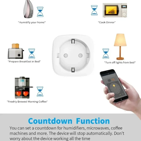 TNCE Tuya WiFi EU Plug 16/20A Wall Socket,Power Monitor,Timer Function,Alexa Google Home Alice Voice remote control,Smart Life - Image 4