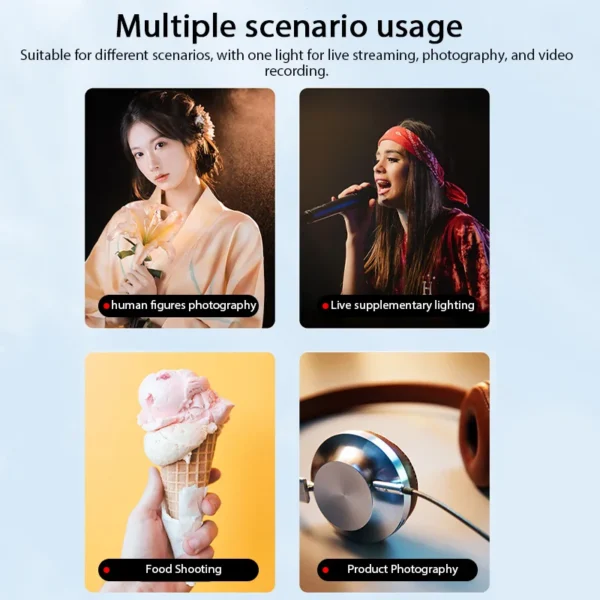 8 Inch Video Led Light Photography Selfie Dimmable Video Fill Light for Photo Studio Live Stream Fill Lamp No Tripod Stand - Image 2