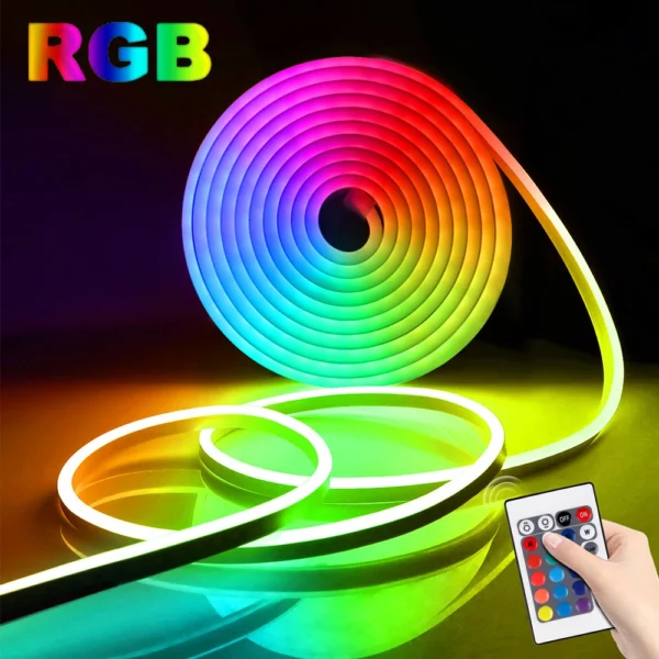 3M 5M RGB Remote Control LED Neon Light USB Flexible Waterproof Neon Light Strip for Party Bedroom Neon Light Decoration Light