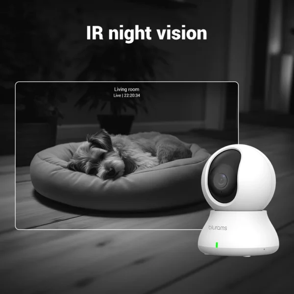 Blurams 2.4GHz WiFi Indoor Camera, 2K, 360° PTZ Pet Dog IP CCTV Camera with Phone App, 2-Way Talk, Night Vision, for Home Securi - Image 4