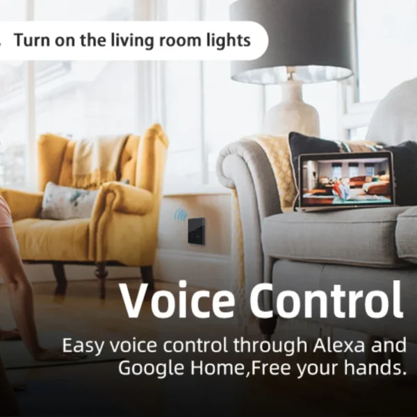 SRAN Wifi switch and Non intelligent Usb c Socket, 118*72mm Glass Panel, Tuya smart switches Work with Google Home Alex - Image 3