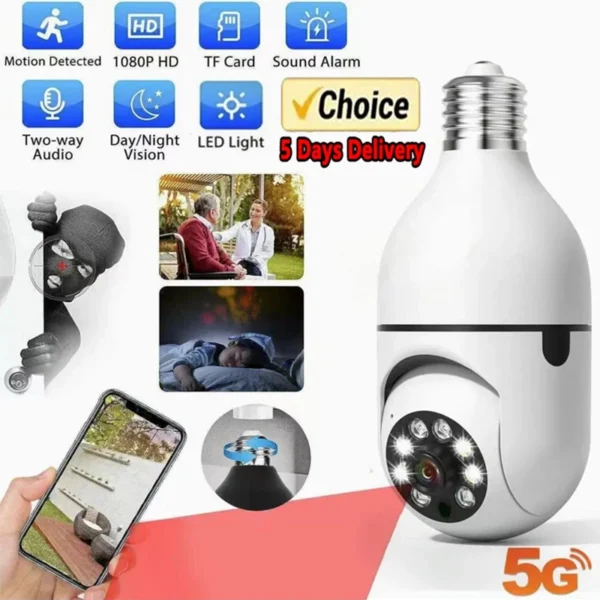 E27 Bulb Camera 4X Digital Zoom AI Human Motion Detect Full Color Night Vision Surveillance Camera APP Yiiot