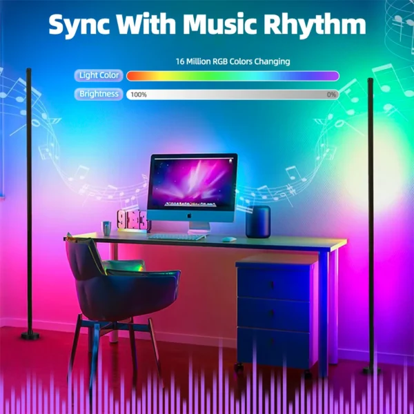 RGB LED Floor Lamp Remote APP Control Music Sync Corner Lighting Timer Smart Modern Mood Standing Lamp for Bedroom Living Room - Image 3