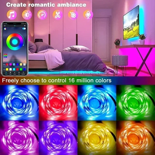 RGB 5050 LED Strip Light Remote App Control TV Led Backlight Flexible Ribbon Tape USB 5V Led Light for PC Gaming Room Decoration - Image 2