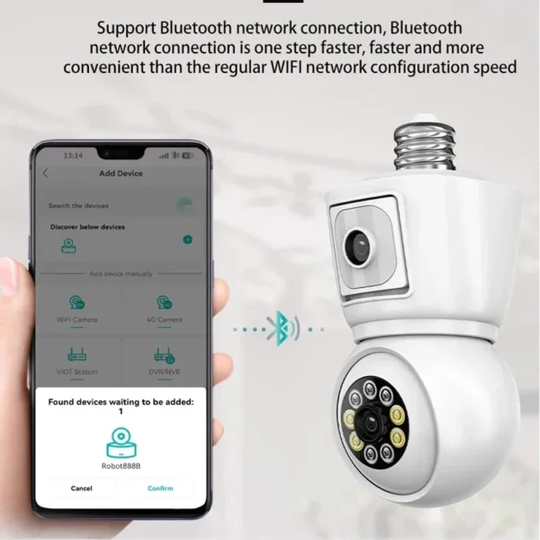 ICSEE 4K 8MP E27 Bulb WiFi Camera Dual Lens Dual Screen Auto Tracking Two Way Audio Color Night Vision Outdoor Security Camera - Image 3