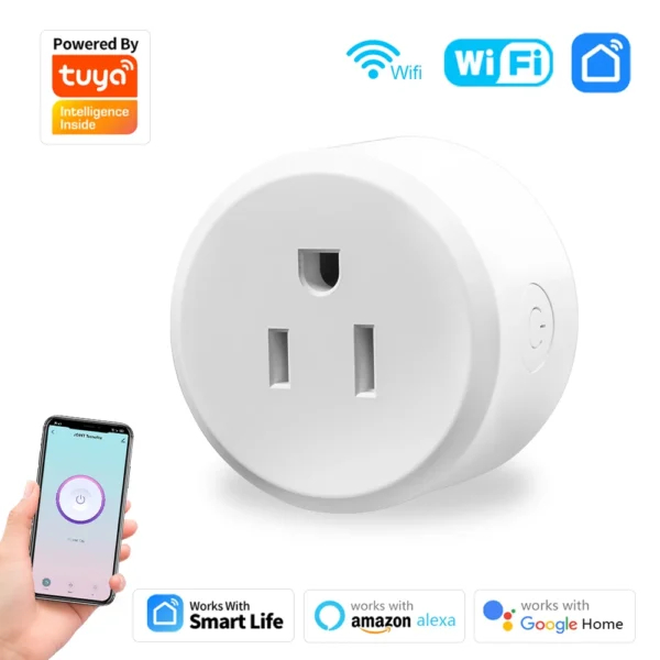 Tuya Smart Life Wifi Plug US Socket Wireless Switch Smart Home App Timer Scene Linkage Support Alexa Google Home Voice Assitant