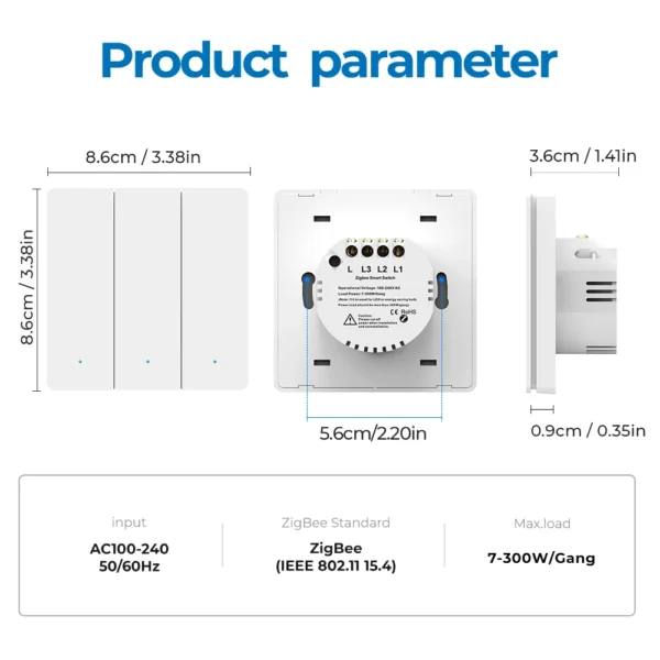 1/2/3gang Tuya EU Zigbee Smart Switch No Neutral Wire Wall Light Switch Push Button Smart Life APP Voice Works with Alexa Google - Image 6